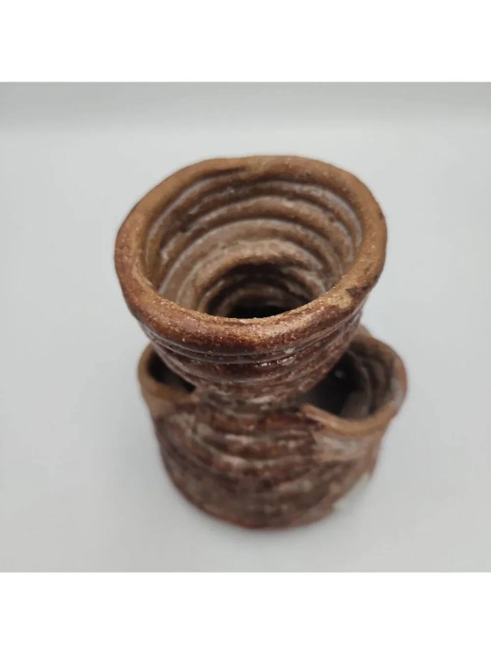 Vintage Handmade Coiled Vase Pottery Brown 5